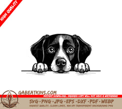 Brittany Spaniel Peeking Over Wall -  SVG SVG