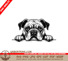  Bulldog Peeking Over Wall SVG SVG
