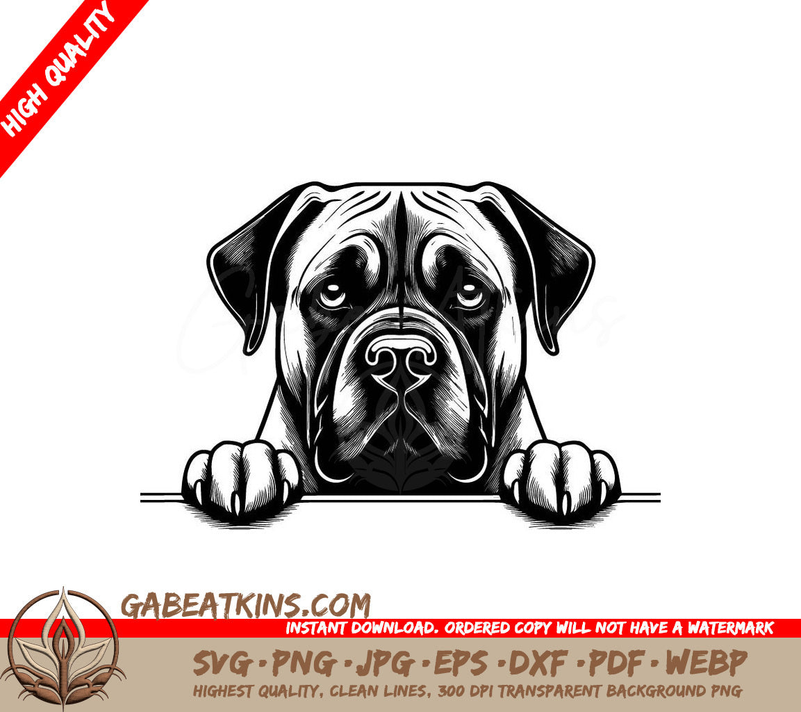  Boxer Dog Wall Peeking SVG - Bullmastiff Paws Up SVG