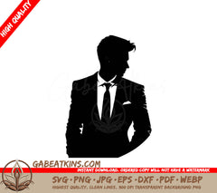 A Silhouette Of A Man In A Suit And Tie SVG - Businessman SVG