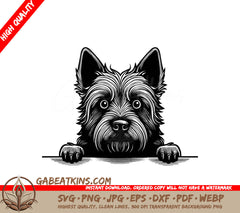 Cairn Terrier Looking Over Wall -  Dog SVG SVG