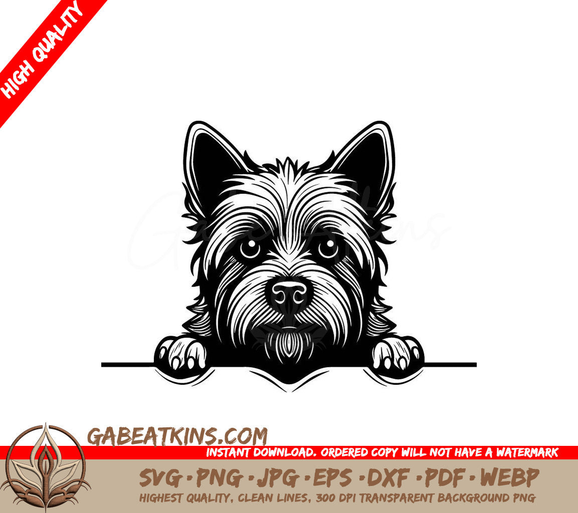 Cairn Terrier Peeking Over Wall -  SVG SVG