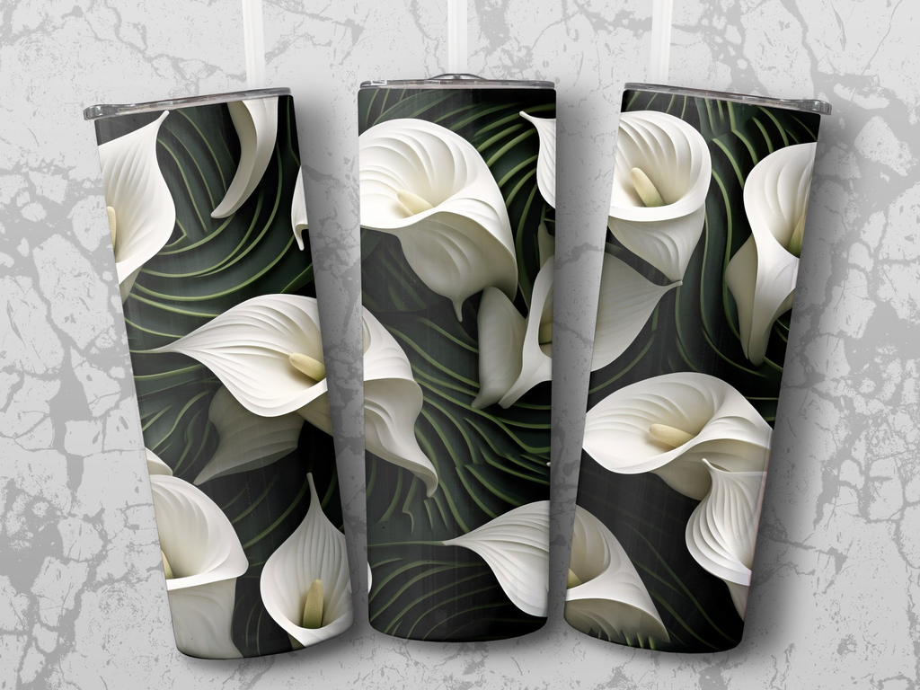 Calla Lily 20 oz Skinny Tumbler Wrap Design | Seamless 3D Design | Instant Download PNG - Gabe Atkins Designs