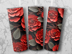 Camellia Flower 20 oz Skinny Tumbler Sublimation Design | Seamless 3D Design | Instant Download PNG - Gabe Atkins Designs