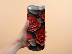 Camellia Flower 20 oz Skinny Tumbler Sublimation Design | Seamless 3D Design | Instant Download PNG - Gabe Atkins Designs