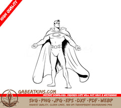  A Superhero With His Arms Outstretched SVG - Caped Superhero SVG
