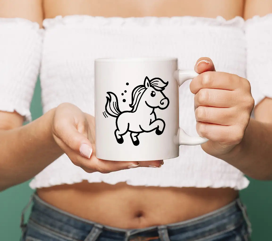 Cartoon Horse Running On White Background Vector Illustration In Flat Style