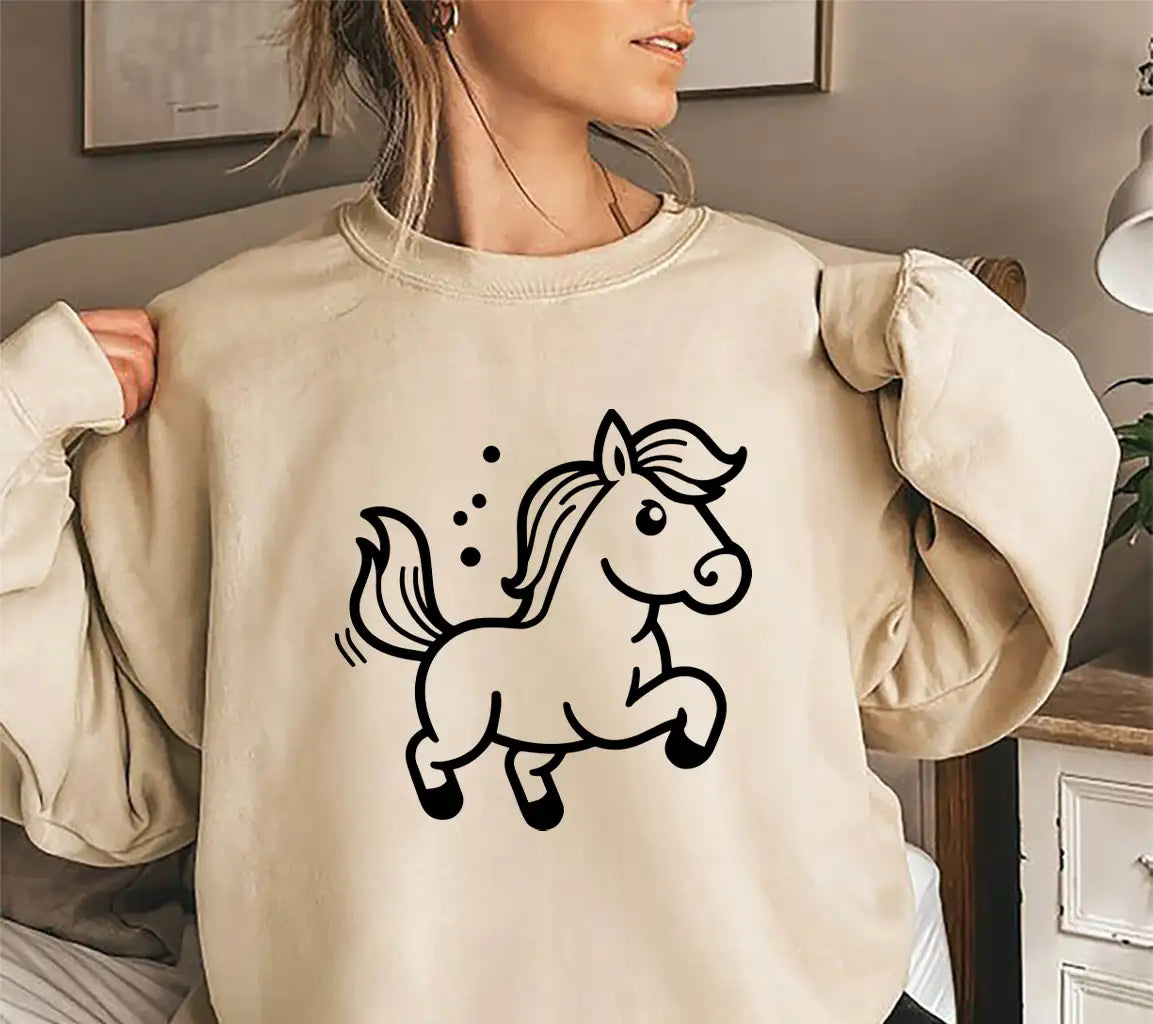 Cartoon Horse Running On White Background Vector Illustration In Flat Style