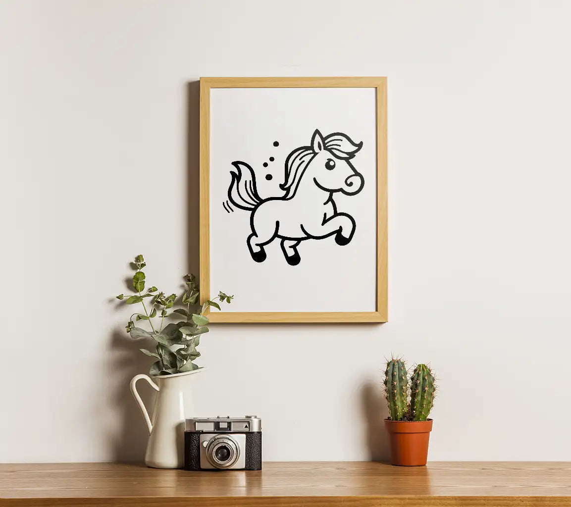 Cartoon Horse Running On White Background Vector Illustration In Flat Style