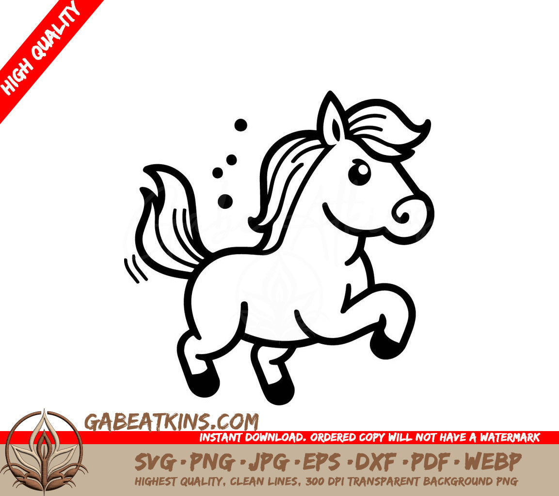  A Horse On Its Hind Legs SVG - Cartoon horse running on white background Vector illustration in flat style SVG