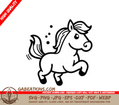  A Horse On Its Hind Legs SVG - Cartoon horse running on white background Vector illustration in flat style SVG