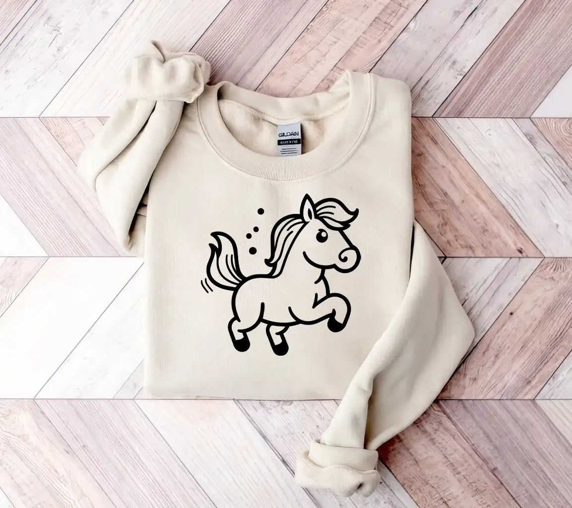 Cartoon Horse Running On White Background Vector Illustration In Flat Style