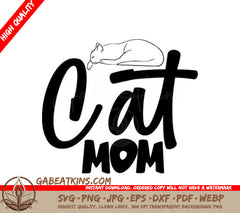  Cat Mom SVG - Sleeping Cat Illustration SVG