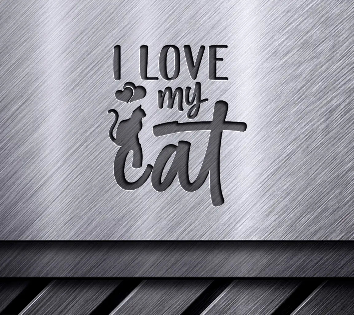 I Love My Cat Silhouette SVG with Heart SVG