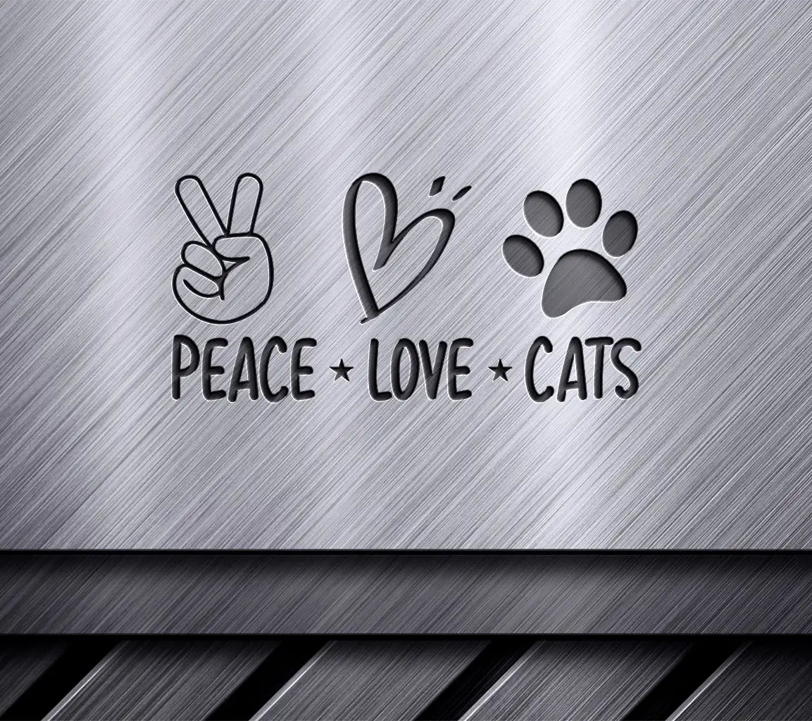 Peace Love Cats SVG - Peace Sign, Heart & Paw Print Design SVG
