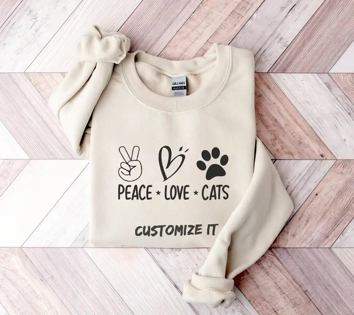 Peace Love Cats SVG - Peace Sign, Heart & Paw Print Design SVG