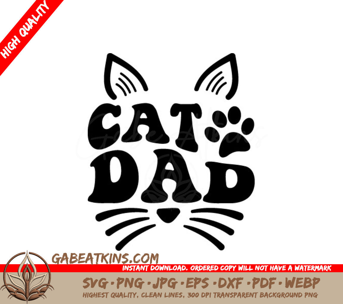  Cat Dad Silhouette SVG - Cat Quote Design SVG