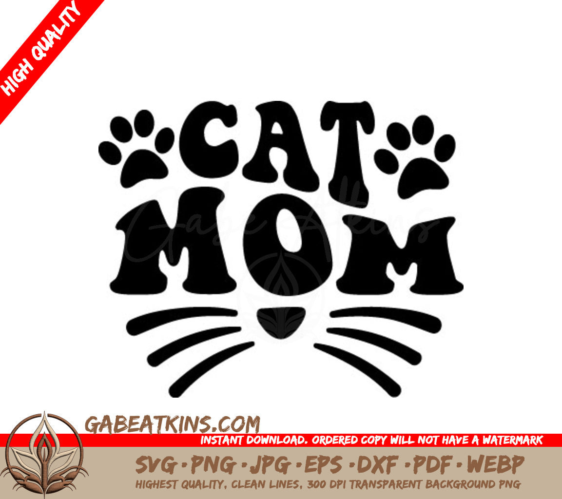  Cat Mom SVG Logo - Paw Prints & Whiskers SVG
