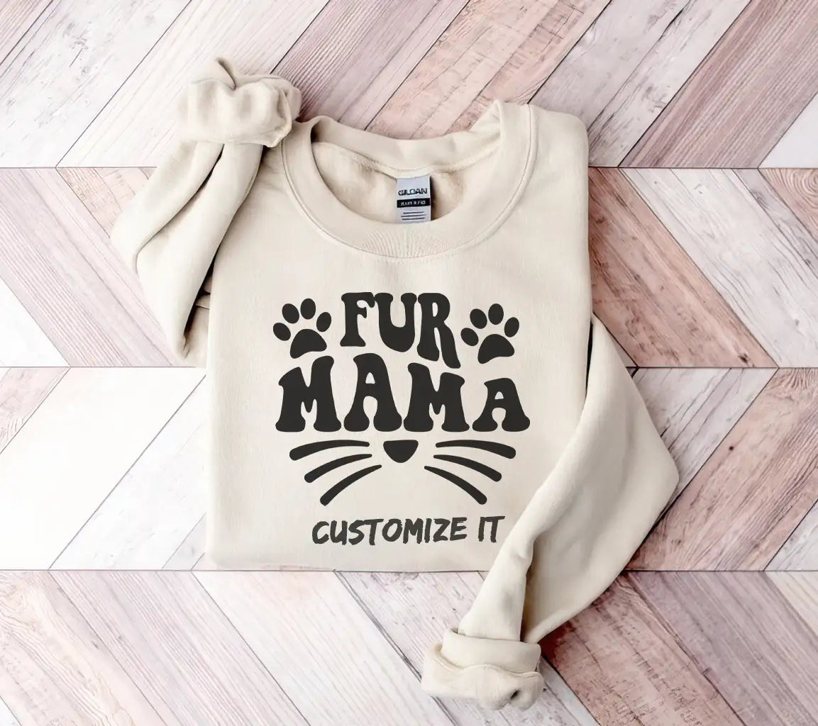  Fur Mama Logo SVG with Paw Prints & Whiskers SVG
