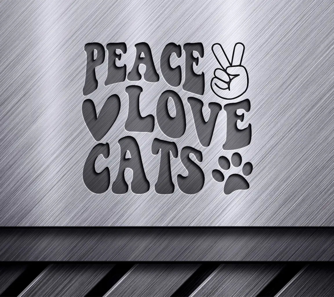 Peace Love Cats SVG -  Sign with Peace Sign & Paw Print SVG