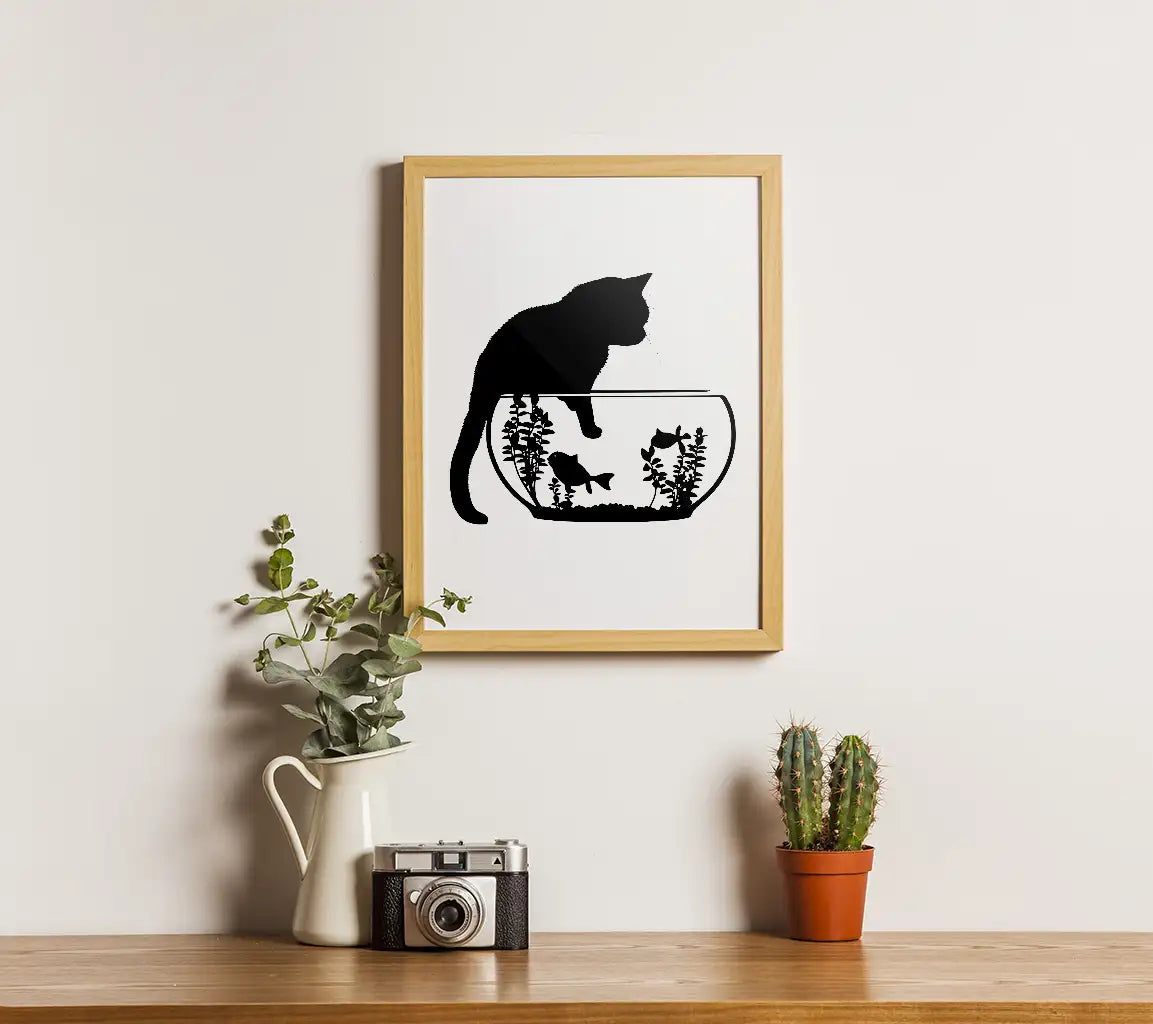 Cat With Paw In Aquarium