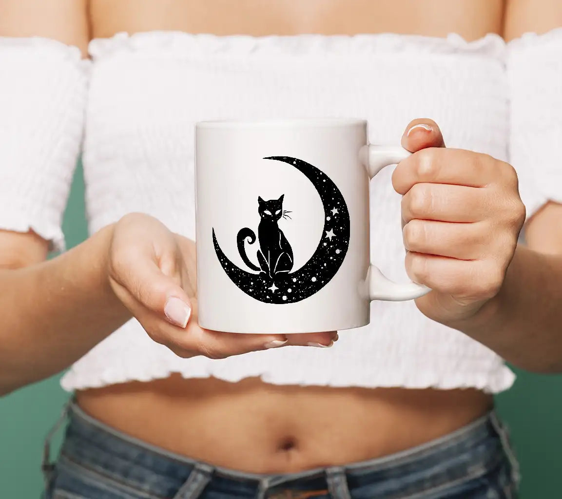 Cat In Crescent Moon
