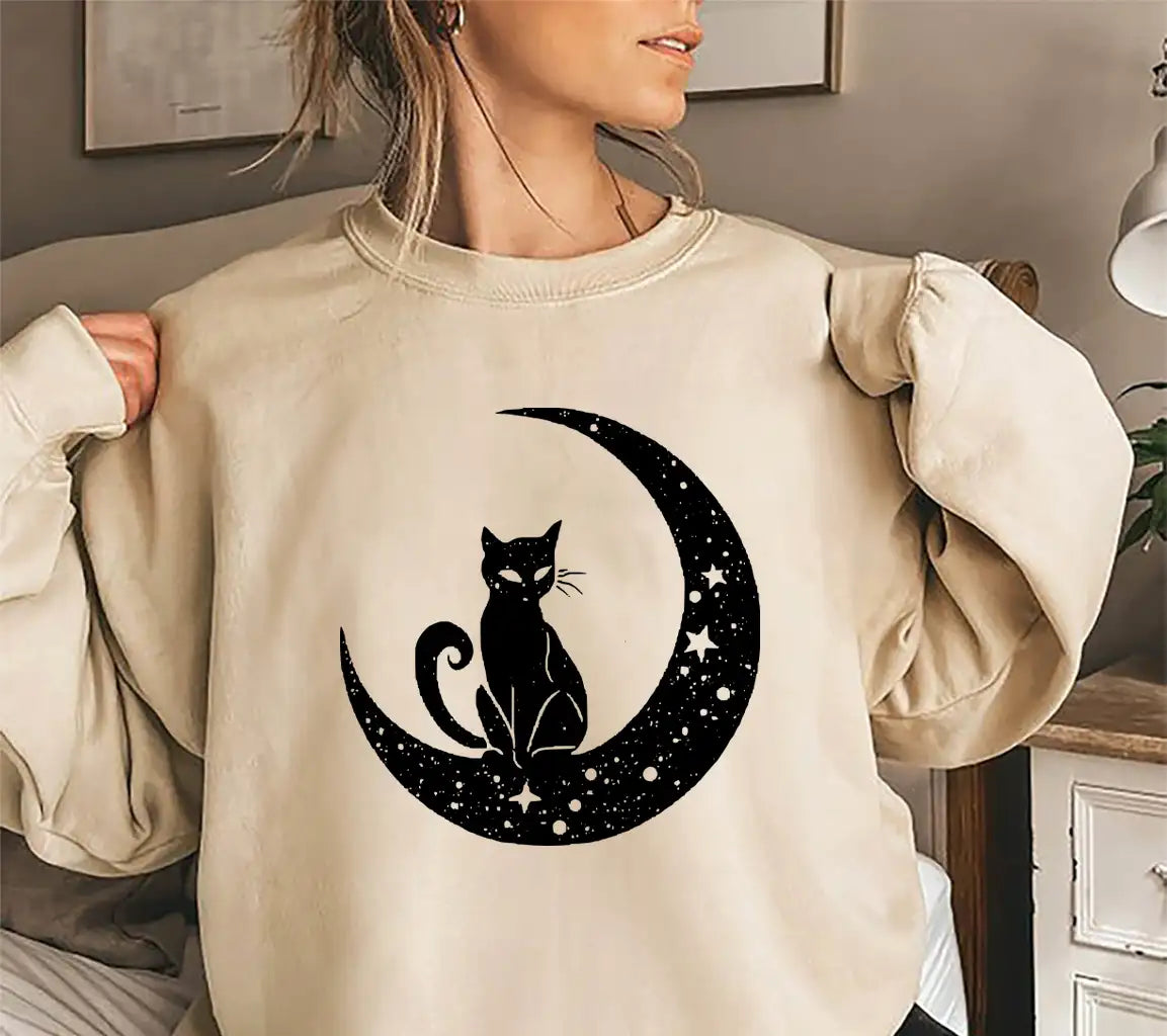 Cat In Crescent Moon