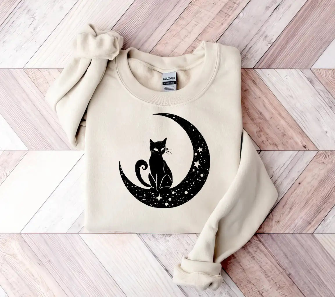 Cat In Crescent Moon