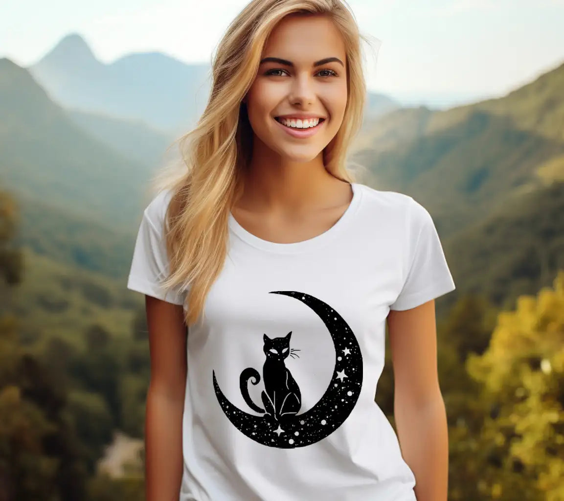 Cat In Crescent Moon