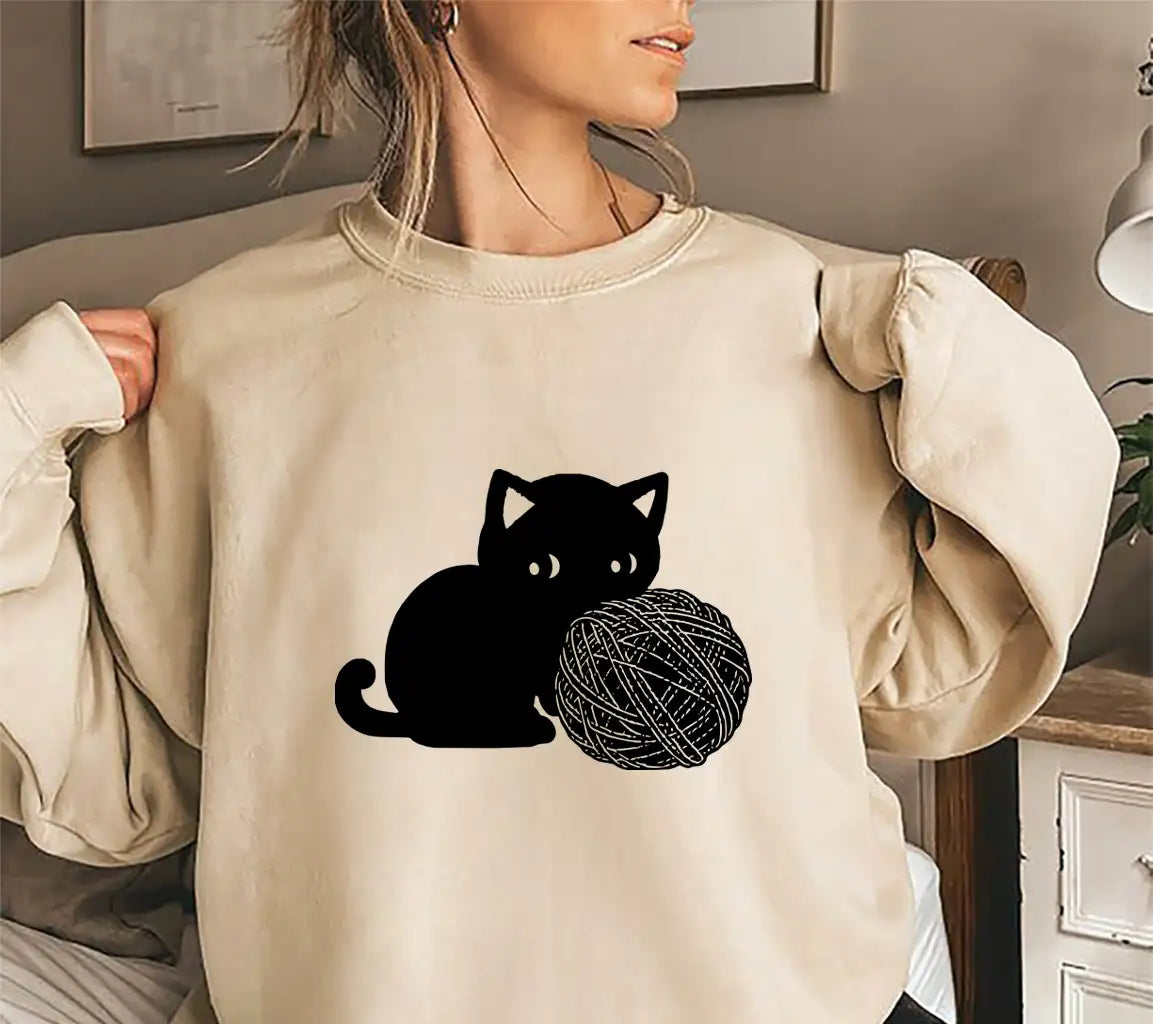 Cat With Ball Of Yarn