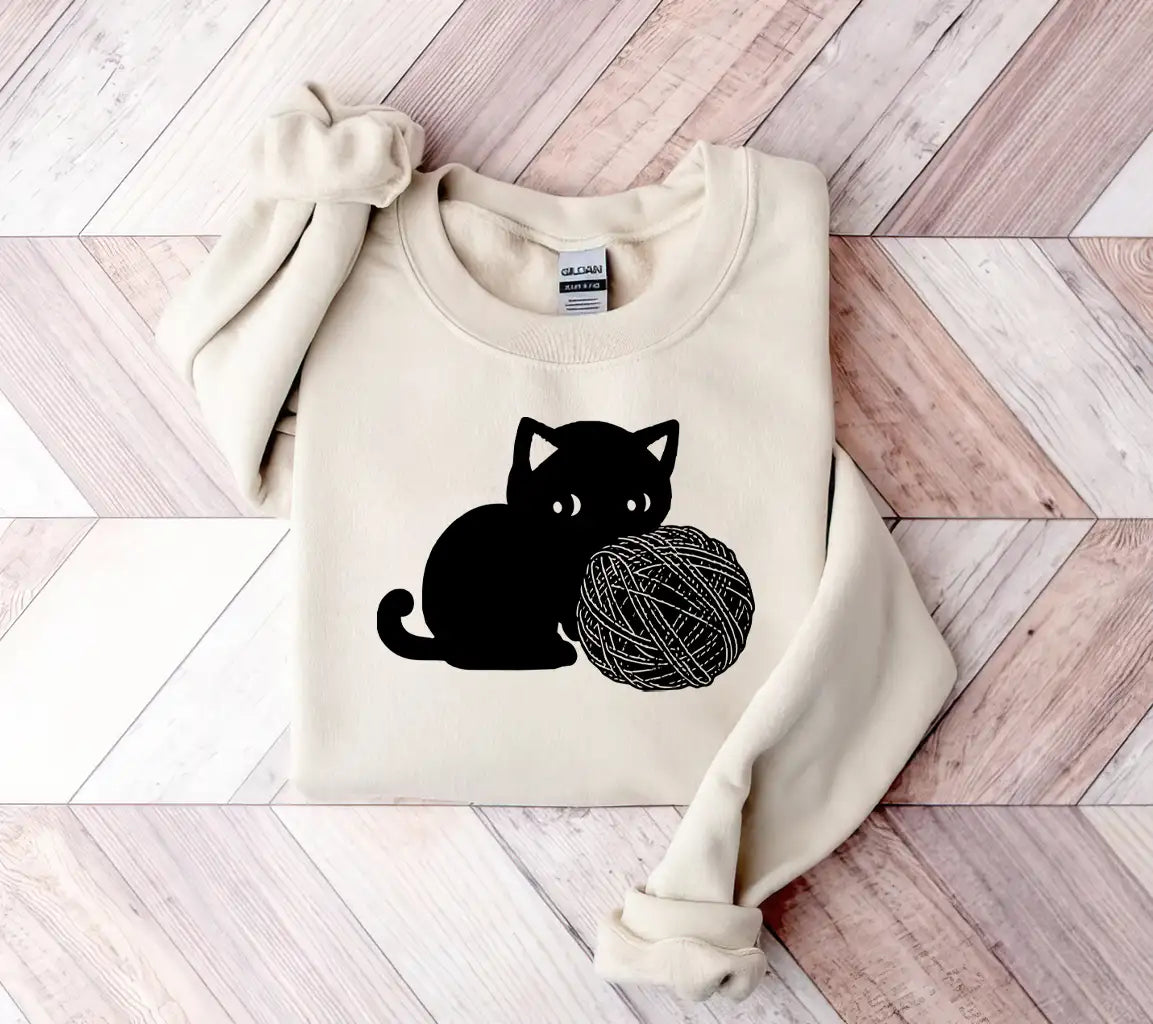 Cat With Ball Of Yarn