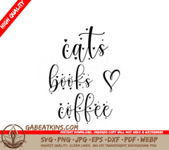  Cat, Book, Coffee SVG Design SVG
