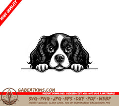  Cocker Spaniel & Cavalier King Charles Spaniel Peeking Over Wall SVG SVG