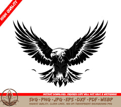 A Black And White Image Of An Eagle With Its Wings Spread