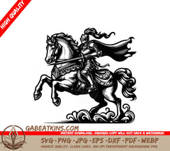  A Knight On A Horse SVG - Charging Armored Knight SVG