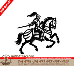  A Knight On A Horse SVG - Charging Knight Crusader SVG
