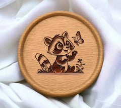 Cheerful Raccoon Butterfly Frolic