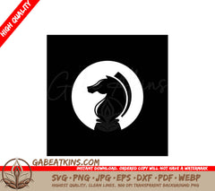 A Black And White Chess Piece In A White Circle SVG - Chess knight role logo vector Chess piece vector icons SVG