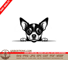  Chihuahua Peeking Over Wall SVG - Adorable Dog Illustration SVG