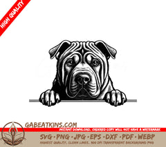  Shar Pei Dog Peeking Over Wall SVG SVG
