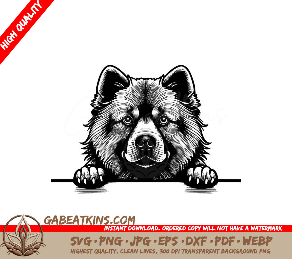 Chow Chow Dog Peeking Over Wall SVG SVG