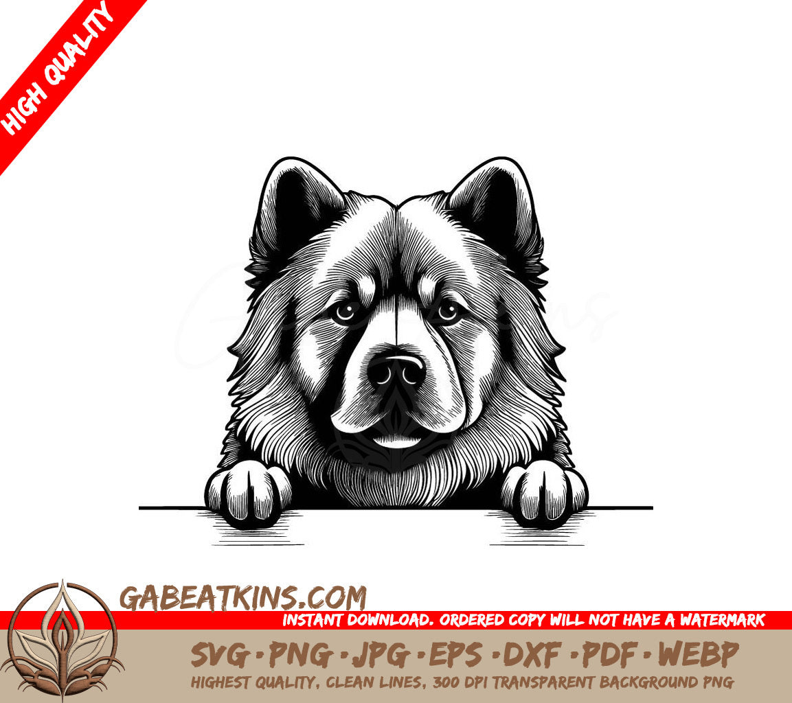 Chow Chow Peeking Over Wall -  Dog SVG SVG