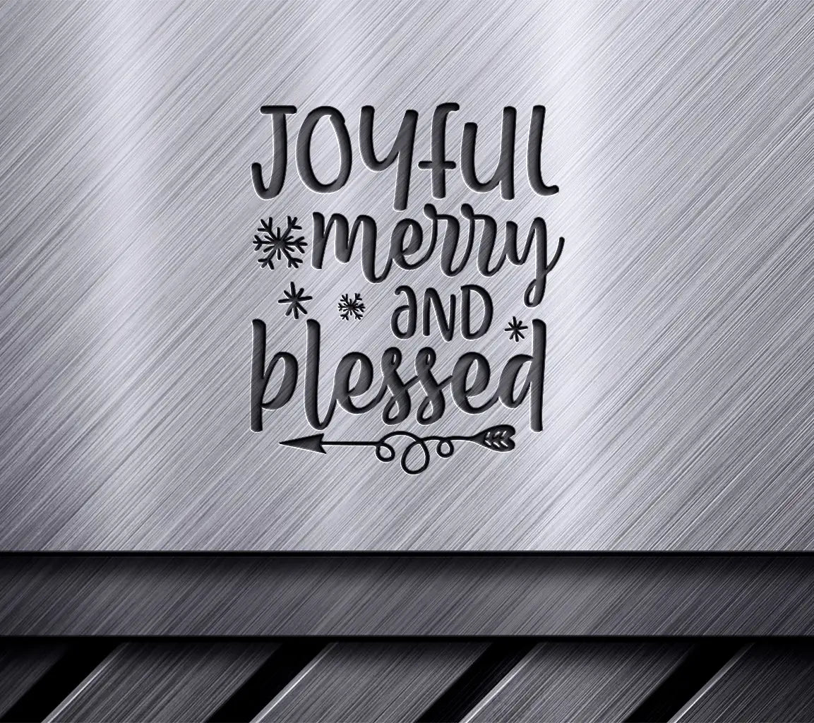 Joyful Merry & Blessed Christmas SVG with Snowflakes & Arrow SVG