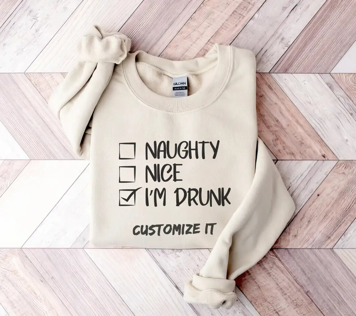 Naughty Nice Im Drunk SVG - Christmas Checklist Design SVG