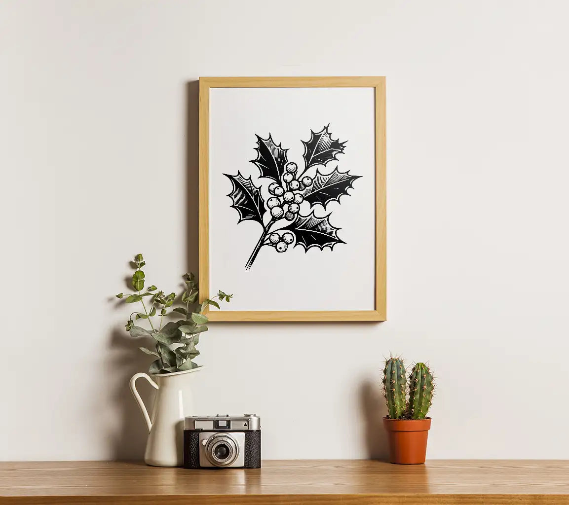 Christmas Holly Branch