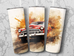 Classic Red Chevy Watercolor Flare Tumbler Wrap | 20oz Tumbler Wrap Sublimation Design PNG - Gabe Atkins Designs