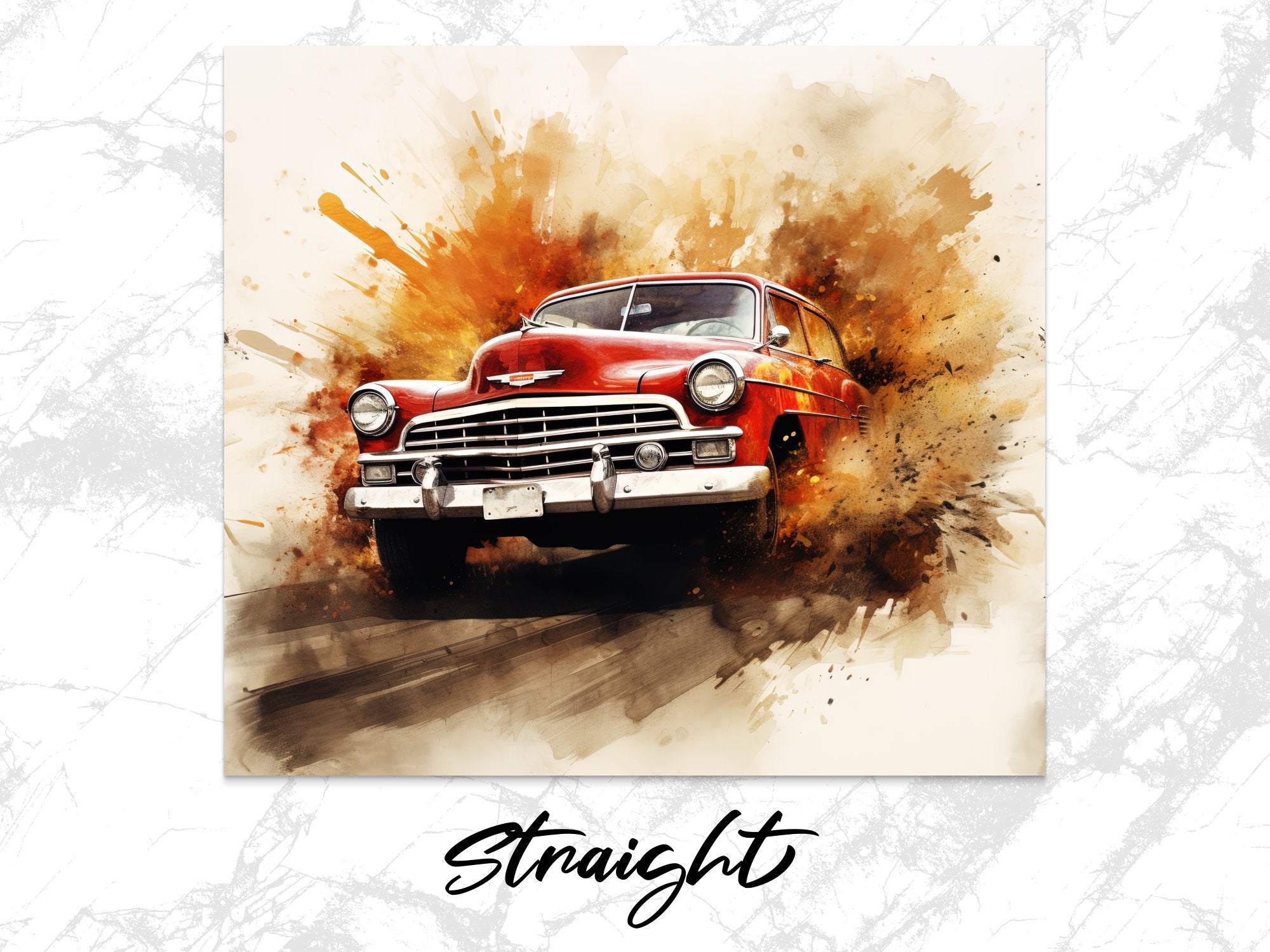 Classic Red Chevy Watercolor Flare Tumbler Wrap | 20oz Tumbler Wrap Sublimation Design PNG - Gabe Atkins Designs
