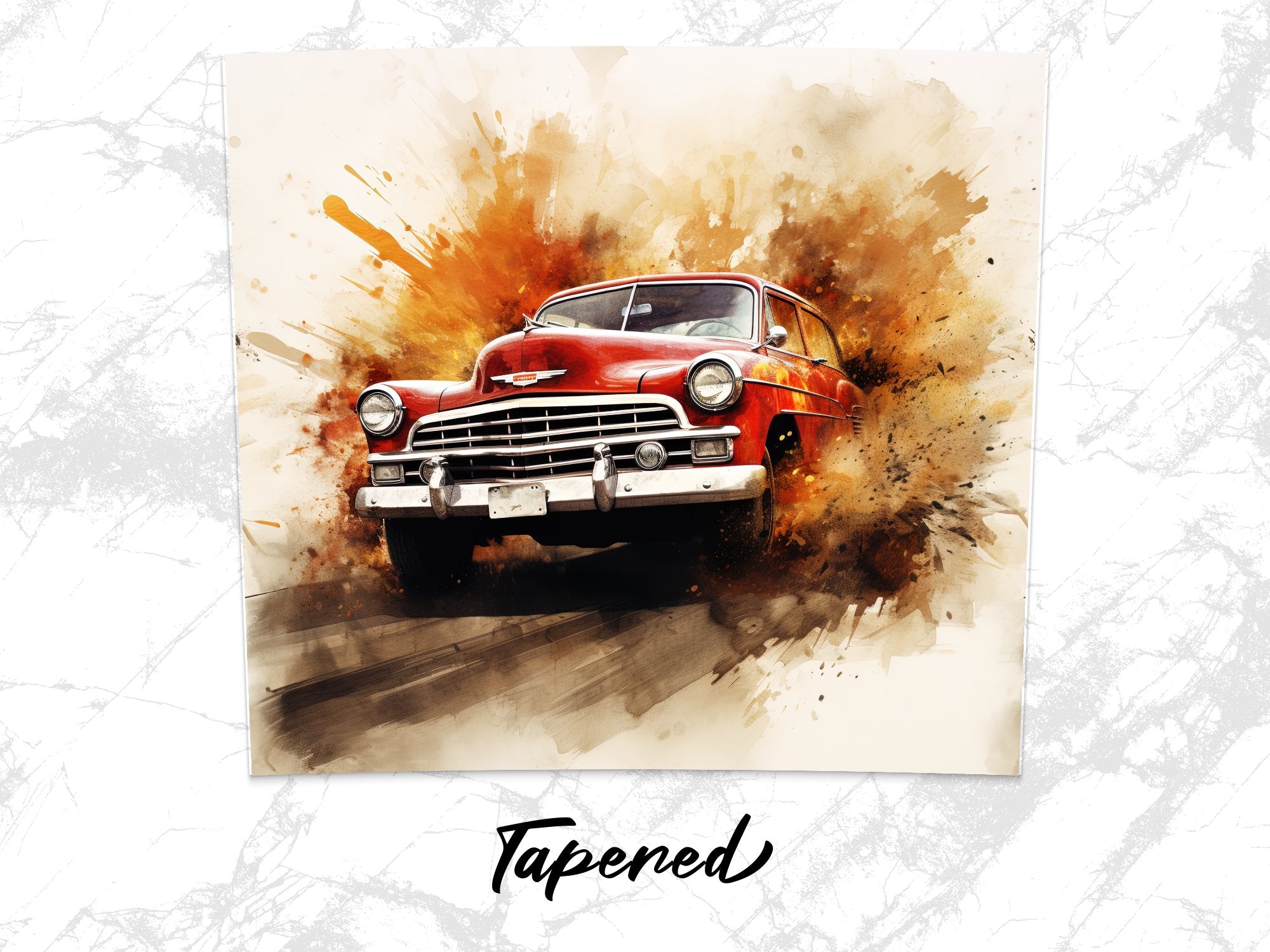 Classic Red Chevy Watercolor Flare Tumbler Wrap | 20oz Tumbler Wrap Sublimation Design PNG - Gabe Atkins Designs