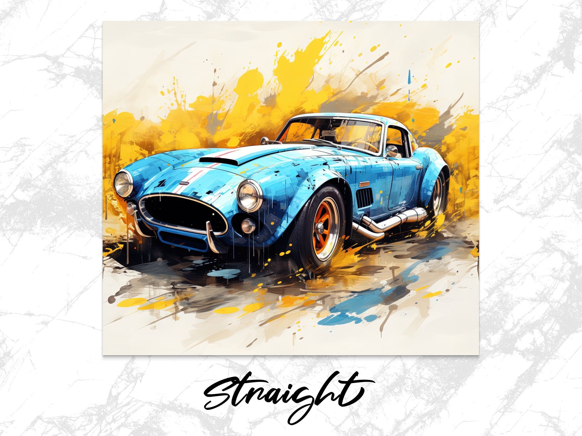 Cobalt Blue Classic Car Dynamic Watercolor Tumbler Wrap | 20oz Tumbler Wrap Sublimation Design PNG - Gabe Atkins Designs