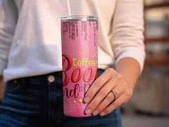 Coffee Books and Rain 20oz Tumbler Wrap Sublimation Design, Straight & | Rain 20oz Tumbler Wrap Sublimation Design, Straight & Tapered Tumbler Wrap, PNG Digital Download